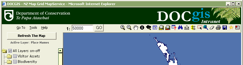 DOCgis Release II interface from the 2003 training guide.